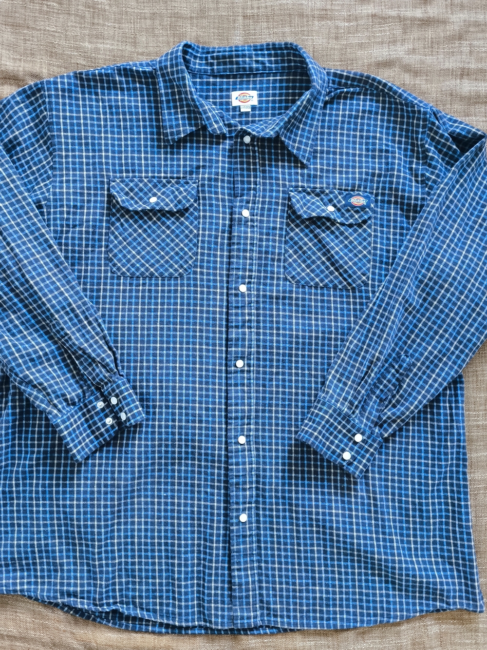 Dickies Men’s Blue Plaid Flannel Heavy Button-Up Work Shirt Size 4XLT